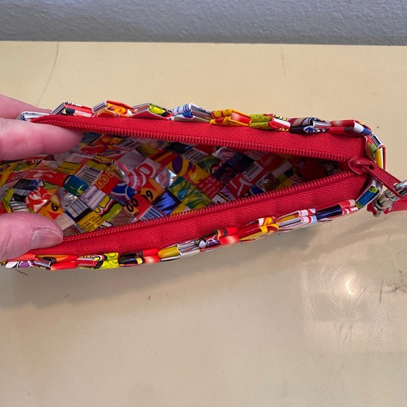 Candy Wrapper Clutch Purse w/Wrist Strap. Never Used. 9" x 4"‎ 2".  Multi Color - Picture 5 of 6